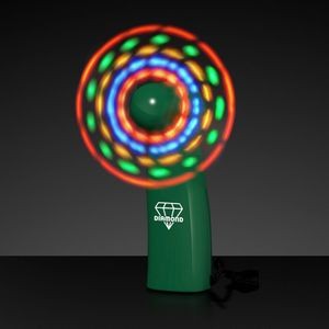 Light Up Promotional Mini Fans with Green Handles - Domestic Print
