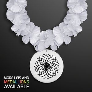 White Flower Lei Necklace (Non-Light Up) - Domestic Imprint