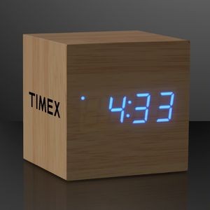 Blue LED Cube Alarm Clock With USB - Domestic Print