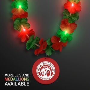 Christmas Hawaiian LED lei with Red Medallion - Domestic Print