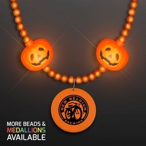 LED Pumpkin Light Beads with Orange Medallion - Domestic Print