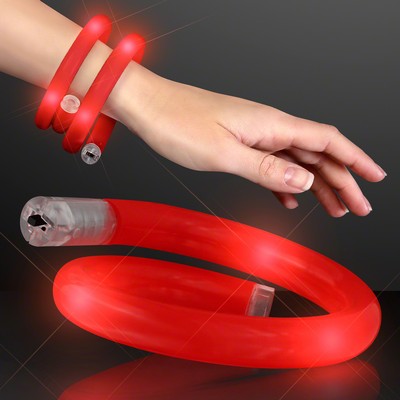 Red Flash LED Wrap-Around Tube Bracelets - BLANK