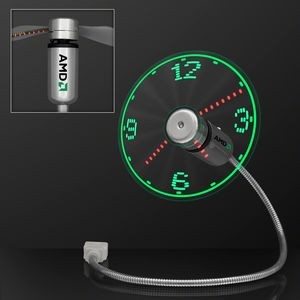 USB Powered LED Light Clock Desk Fan - Domestic Imprint