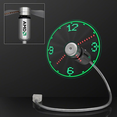USB Powered LED Light Clock Desk Fan - Domestic Imprint
