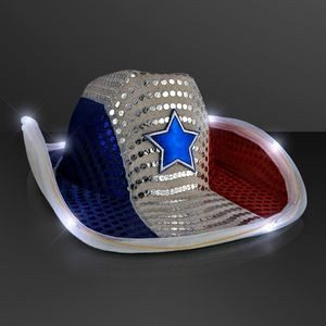 Red White & Blue LED Cowboy Hat - BLANK