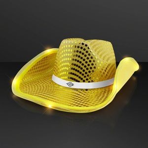 Shiny Gold Cowboy Hat with White Band - Domestic Print