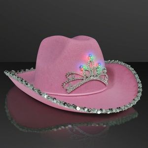 Light Up Country Western Pink Cowgirl Hat - BLANK