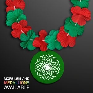 Green & Red Flowers Leis (Non-Light Up) - Domestic Imprint