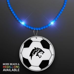 Still-Light Blue Beads with Soccer Ball Medallion - Domestic Print