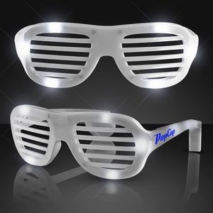 Promotional White Light Up Slotted Sunglasses - Domestic Imprint