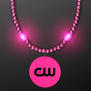 Light Up Pink Pizzazz Necklace Beads with Medallion - Domestic Print