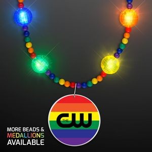Bright Beads Rainbow Party Necklace with Medallion - Domestic Print