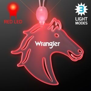 Acrylic Horse Head Shape Necklace w/Red LED - Domestic Print