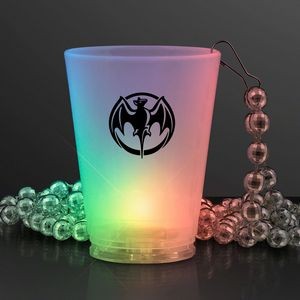 1.5 Oz. Multicolor LED Shot Glass w/ Bead Necklace - Domestic Print