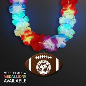 LED Rainbow Flower Lei Party Necklaces with Football Medallion - Domestic Print