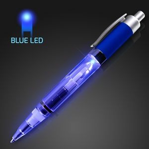 Light Up Plastic Blue Pen - BLANK