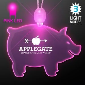 Acrylic Pig Shape Necklace w/Pink LED - Domestic Print