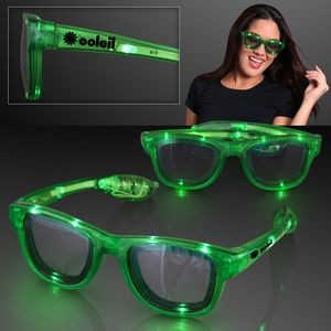 LED Flashing Cool Shade Green Sunglasses - Domestic Imprint