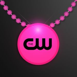 Pink LED Circle Badge with Beads - Domestic Imprint