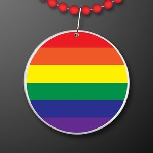Rainbow Flag Circle Medallion with Beaded Necklace (Non Light Up) - BLANK