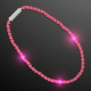 LED Pink Heart Beaded Necklaces - BLANK