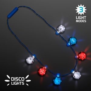 Red, White & Blue Disco Balls Light Necklace - BLANK
