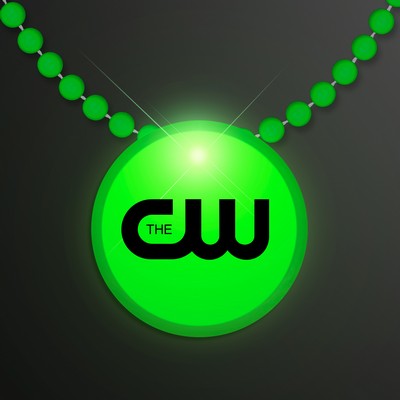 Green LED Circle Badge with Beads - Domestic Imprint