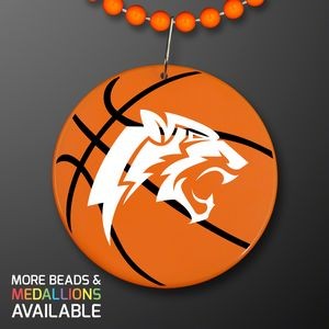 Basketball Medallions on Orange Beads Necklace (NON-Light Up)