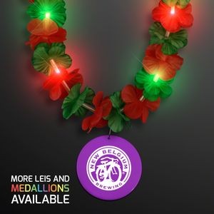 Christmas Hawaiian LED lei with Purple Medallion - Domestic Print