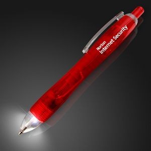 White LED Light Tip Red Pen - Domestic Imprint
