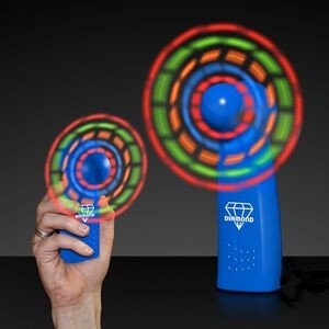 Custom LED Blue Promotional Light Up Mini Fan - Domestic Print
