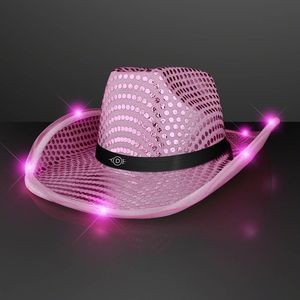 Pink Sequin Cowboy Hats with Black Band - Domestic Print