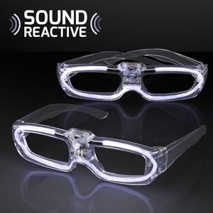 Flashing White Light Up 80s Style Shades with Sound Reactive LEDs - BLANK
