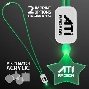 Green LED Cool Lanyards with Acrylic Star Pendant - Domestic Imprint