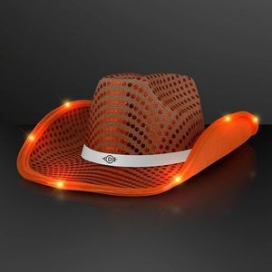 Shiny Orange Cowboy Hat with White Band - Domestic Print