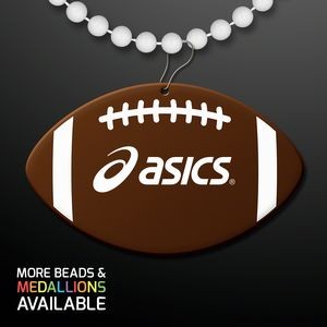 Football Shape Medallions with Beaded Necklace (Non Light Up) - Domestic Print