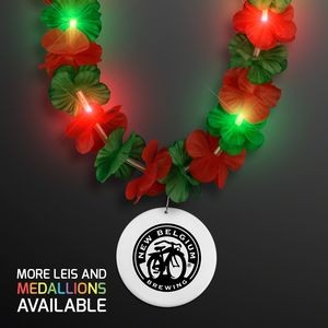 Christmas Hawaiian LED lei with White Medallion - Domestic Print