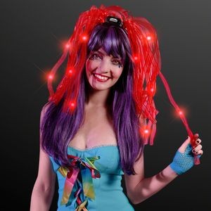 Custom Light Up Bright Red Hair Noodles Headband - Domestic Imprint