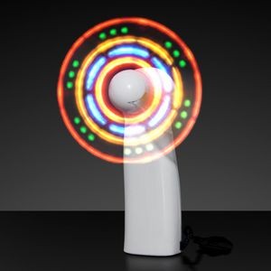 Light Up Promotional Mini Fans with White Handles - BLANK