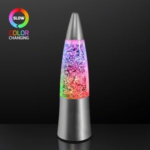 Light Up Glitter Rocket Lamp w/ Silver Shell - BLANK
