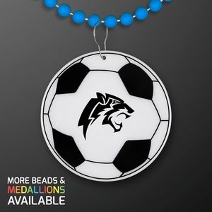 Soccer Ball Medallion with Blue Beaded Necklace (Non Light Up) - Domestic Print