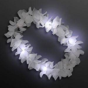 White Hawaiian Flower Light Up Lei - BLANK