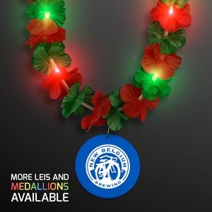 Christmas Hawaiian LED lei with Blue Medallion - Domestic Print