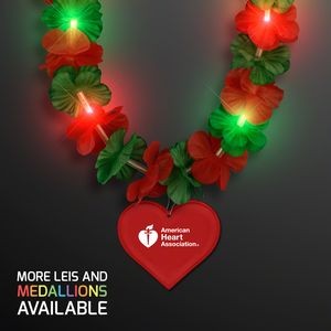 Christmas Hawaiian LED lei with Heart Medallion - Domestic Print