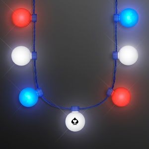 Red White & Blue Light Globes Necklace - Domestic Print