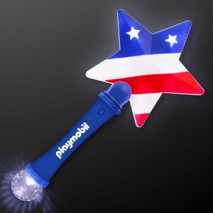 US Flag Star Light up Wand - Domestic Print