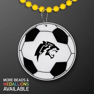 Soccer Ball Medallion with Yellow Beaded Necklace (Non Light Up) - Domestic Print