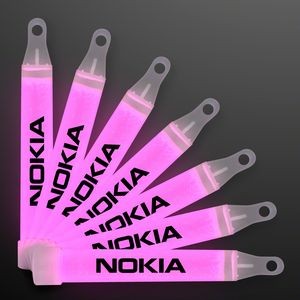 4" Pink Mid-Sized Glow Sticks with Lanyard - Domestic Print