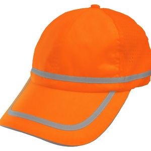 Hi-Vis Adjustable Safety Baseball Hat-Cotton Sweatbandi Fluorescent Red-Orange