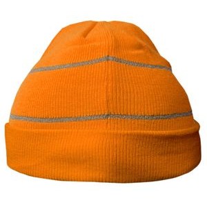 Hi-Vis Knit Cuffed Safety Beanie-Reflective Coverage/Orange